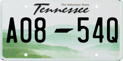 TN license plate A0854Q