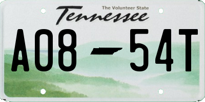 TN license plate A0854T