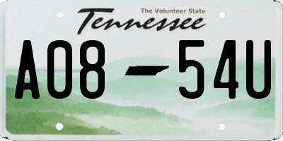 TN license plate A0854U