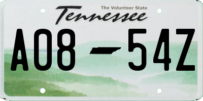 TN license plate A0854Z