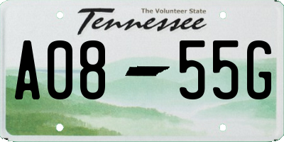 TN license plate A0855G