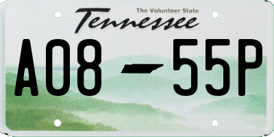 TN license plate A0855P