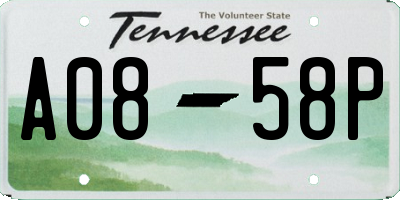 TN license plate A0858P