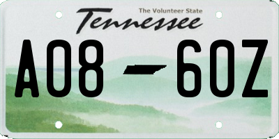 TN license plate A0860Z