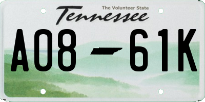 TN license plate A0861K