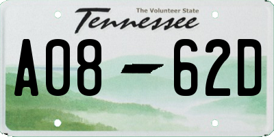 TN license plate A0862D