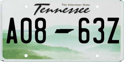 TN license plate A0863Z