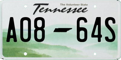 TN license plate A0864S
