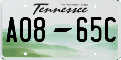 TN license plate A0865C