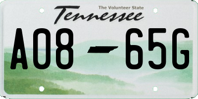 TN license plate A0865G