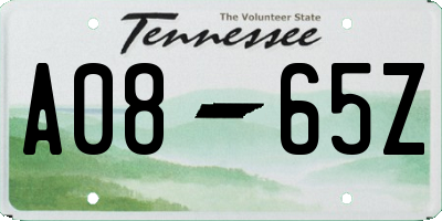 TN license plate A0865Z
