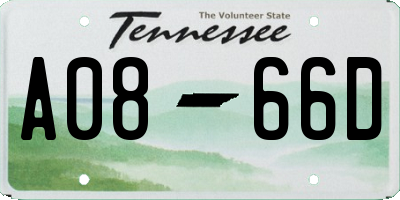 TN license plate A0866D