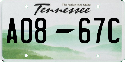 TN license plate A0867C