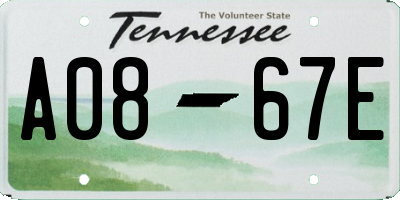 TN license plate A0867E