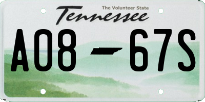 TN license plate A0867S