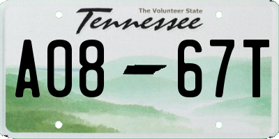 TN license plate A0867T