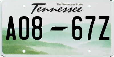 TN license plate A0867Z