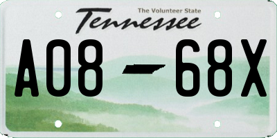 TN license plate A0868X