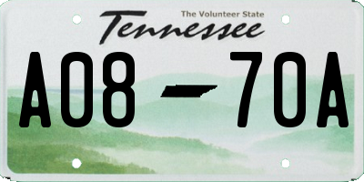 TN license plate A0870A