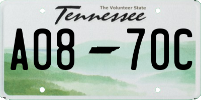 TN license plate A0870C