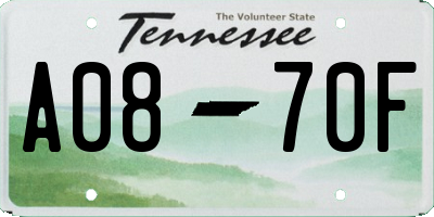 TN license plate A0870F
