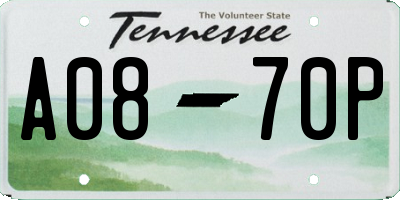 TN license plate A0870P