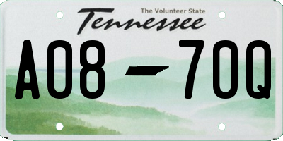 TN license plate A0870Q