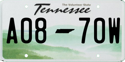 TN license plate A0870W