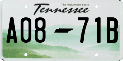 TN license plate A0871B