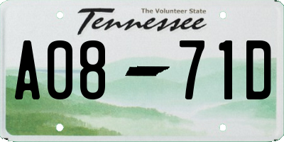 TN license plate A0871D