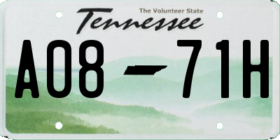 TN license plate A0871H