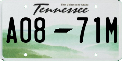 TN license plate A0871M