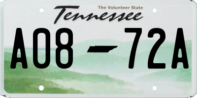 TN license plate A0872A