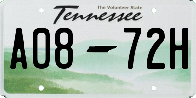 TN license plate A0872H