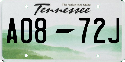 TN license plate A0872J