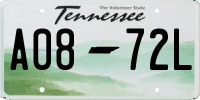 TN license plate A0872L