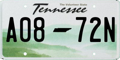 TN license plate A0872N