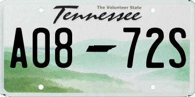TN license plate A0872S