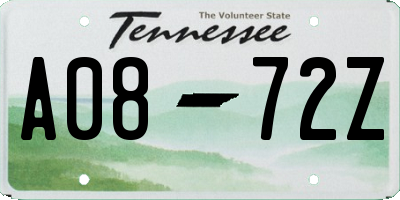 TN license plate A0872Z