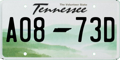 TN license plate A0873D