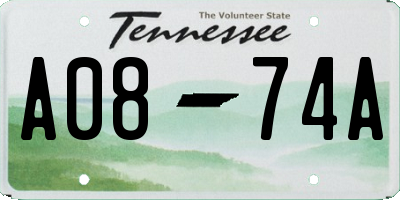 TN license plate A0874A