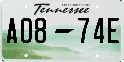 TN license plate A0874E