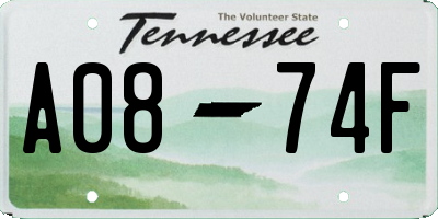 TN license plate A0874F