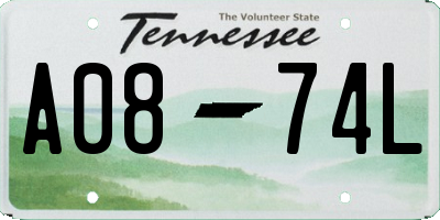 TN license plate A0874L