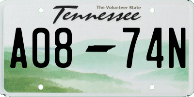 TN license plate A0874N