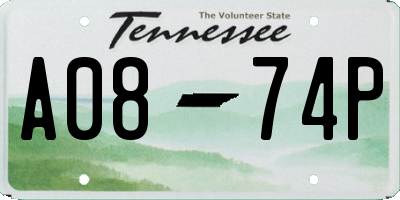 TN license plate A0874P