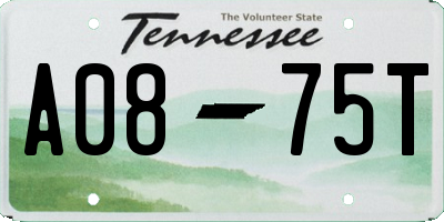 TN license plate A0875T