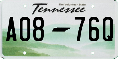 TN license plate A0876Q