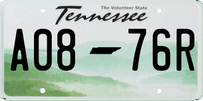 TN license plate A0876R