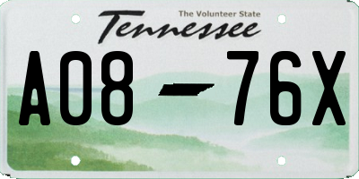 TN license plate A0876X